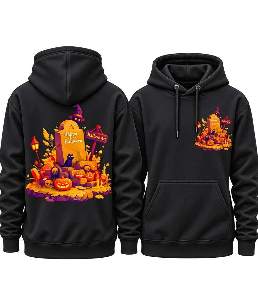 Coraline Happy Halloween Graveyard Dual-Print Black Hoodie
