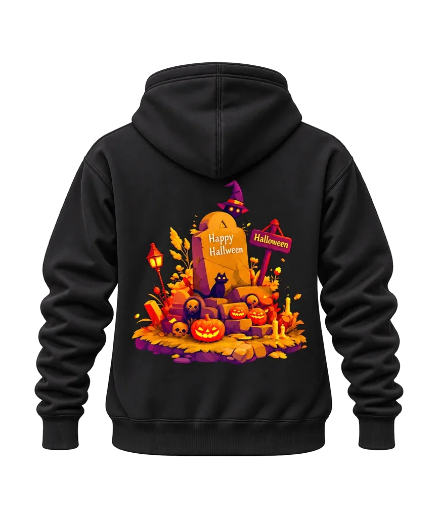 Coraline Happy Halloween Graveyard Dual-Print Black Hoodie