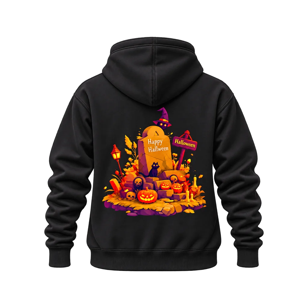 Coraline Happy Halloween Graveyard Dual-Print Black Hoodie