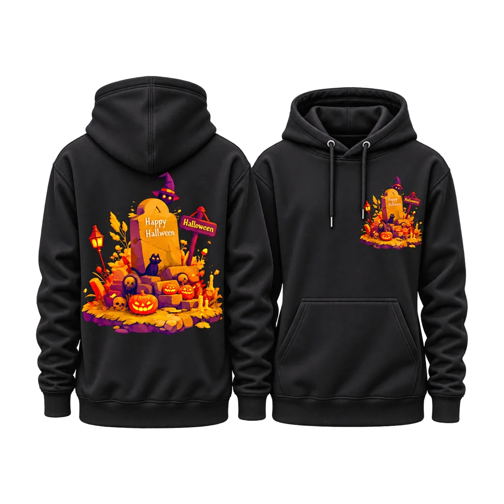 Coraline Happy Halloween Graveyard Dual-Print Black Hoodie