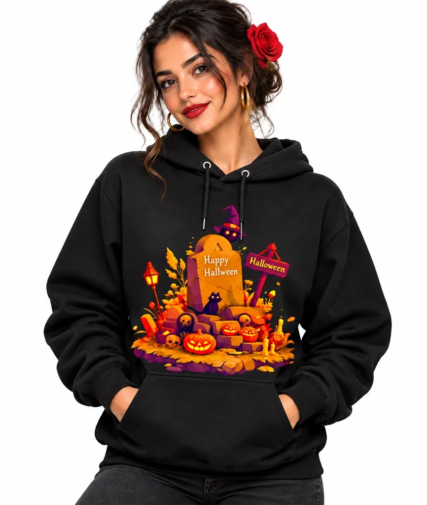 Coraline Happy Halloween Graveyard Black Hoodie