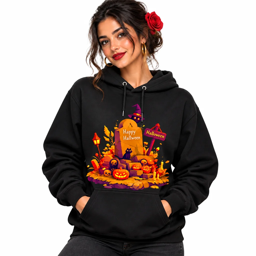 Coraline Happy Halloween Graveyard Black Hoodie