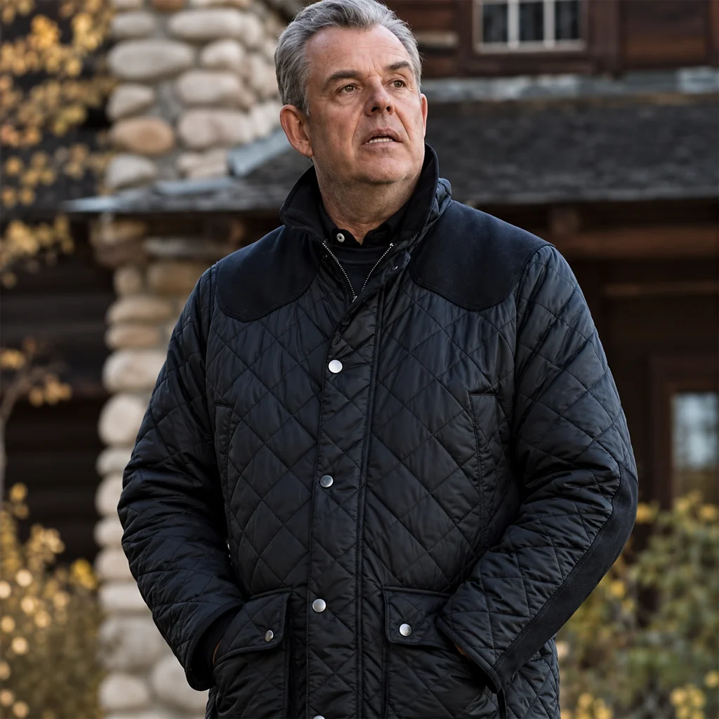 Yellowstone Dan Jenkins Danny Huston Black Quilted Jacket