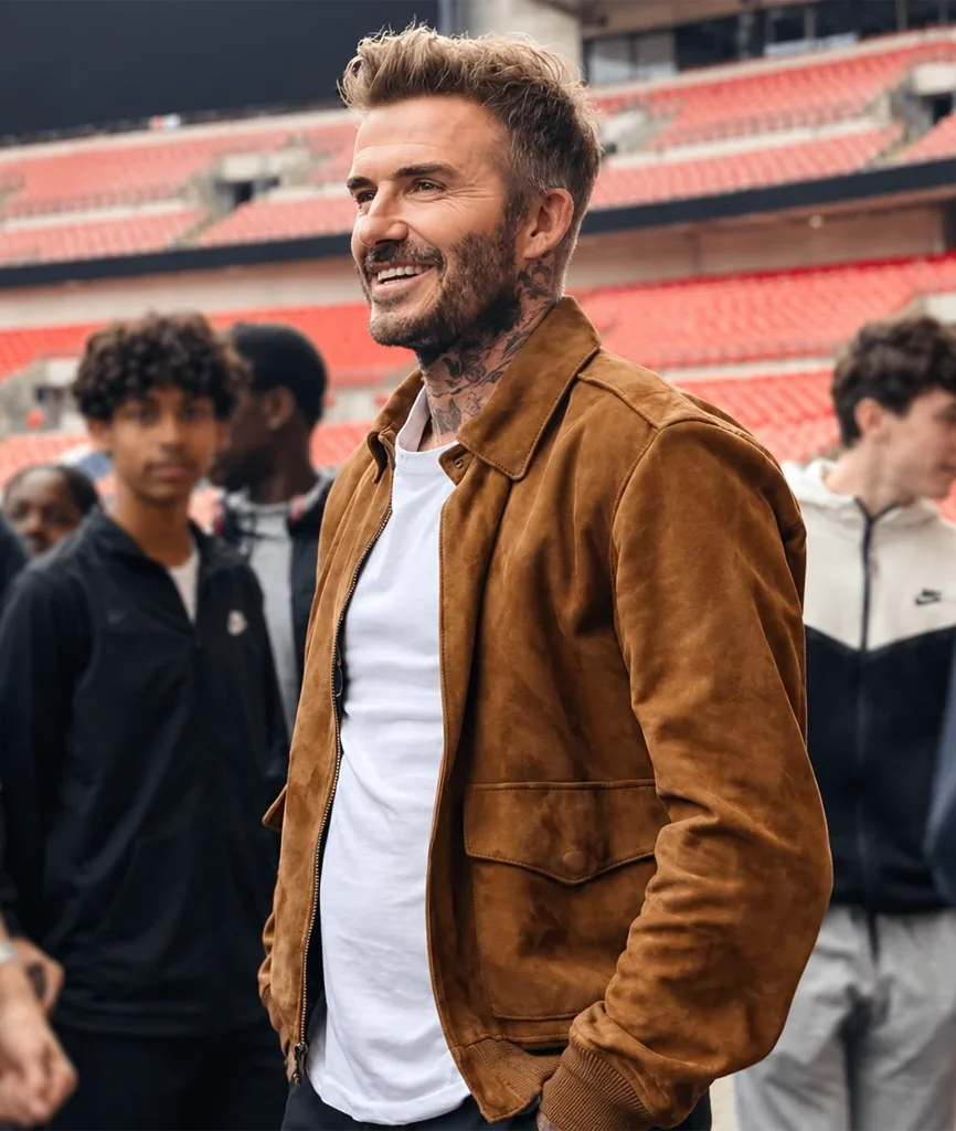David Beckham Save Our Squad Brown Suede Jacket