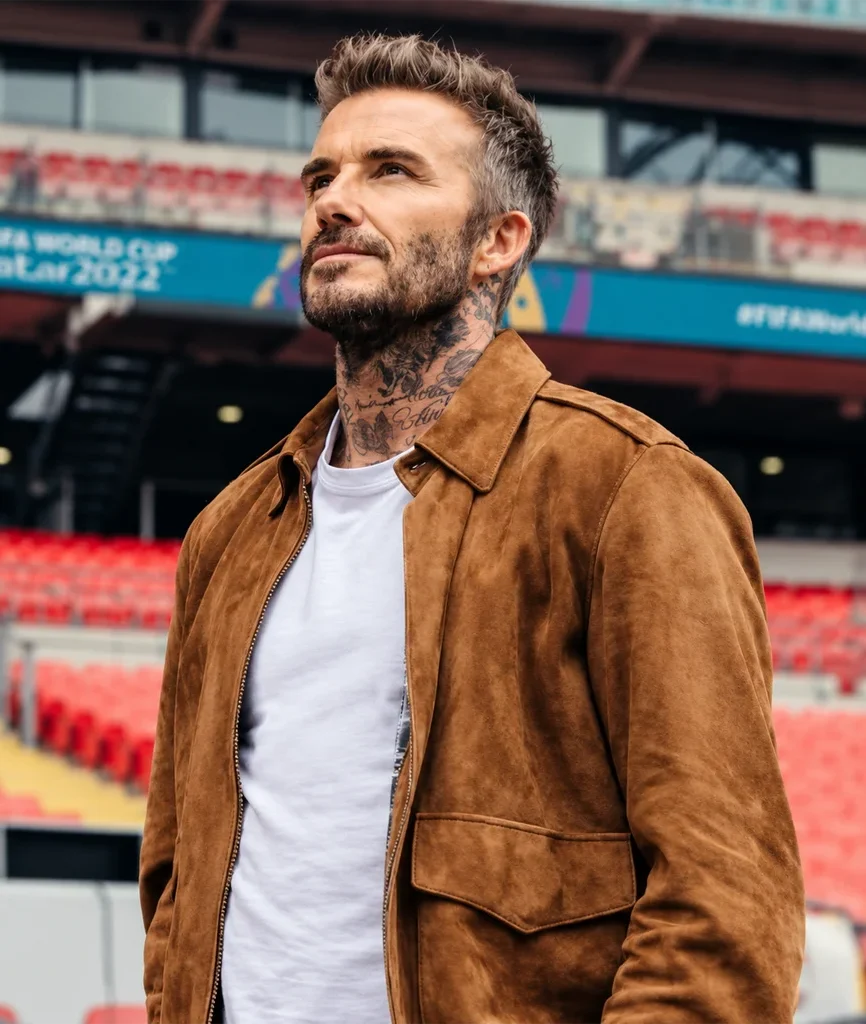 David Beckham Save Our Squad Brown Suede Jacket