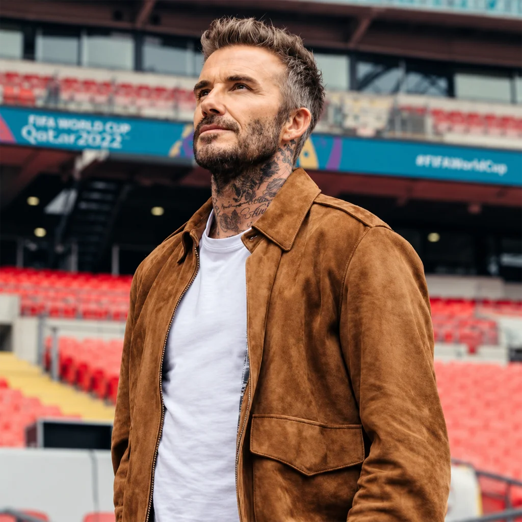 David Beckham Save Our Squad Brown Suede Jacket