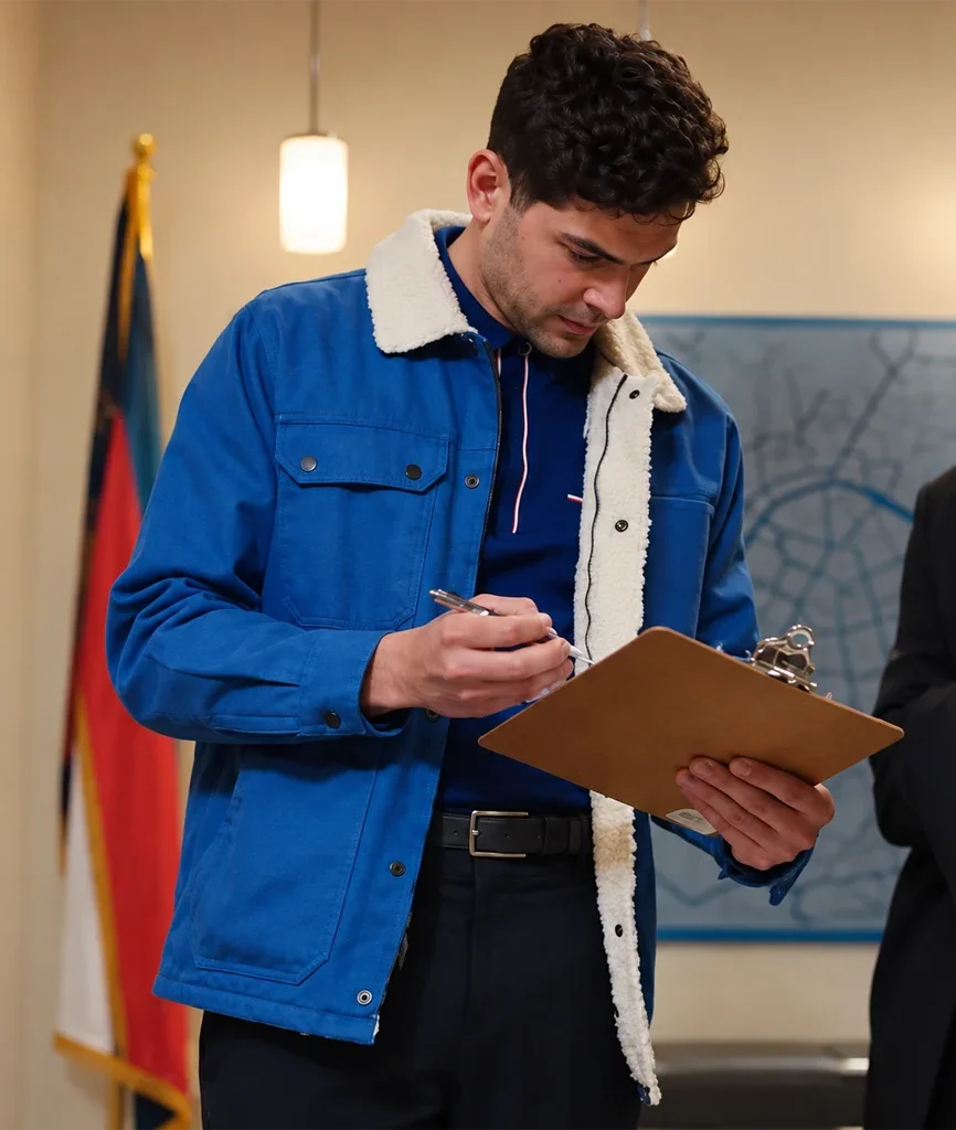 Derek Spade Hudson & Rex Daniel Maslany Blue Shearling Jacket
