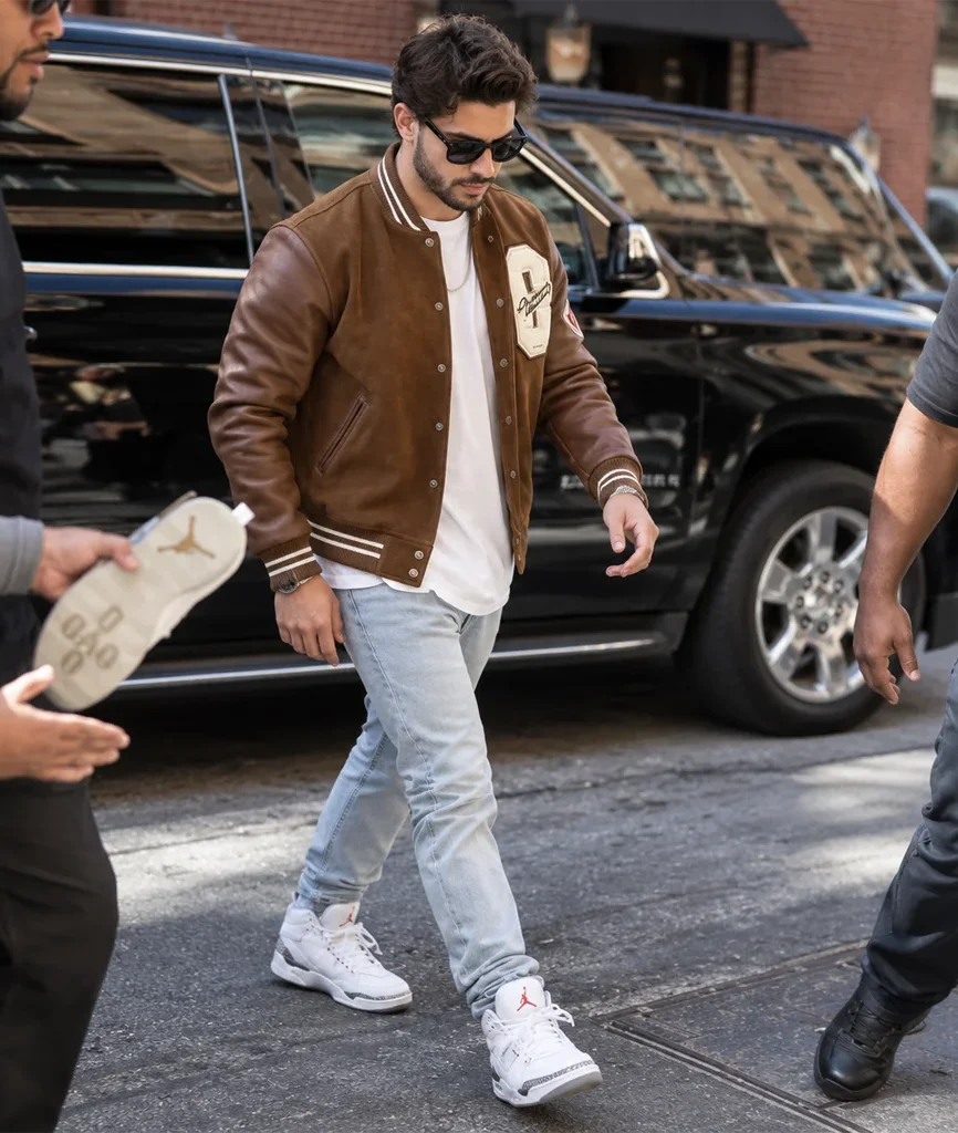 Drake Brown Suede Leather Varsity Style Letterman Jacket