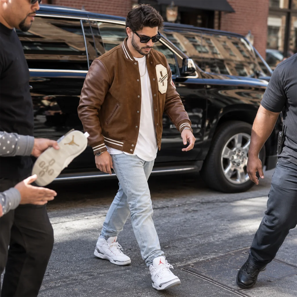Drake Brown Suede Leather Varsity Style Letterman Jacket