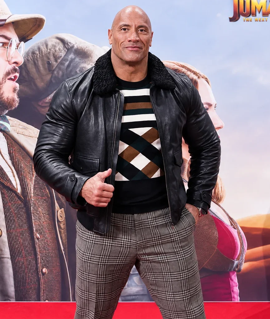 Dwayne Johnson Jumanji The Next Level Black Leather Jacket