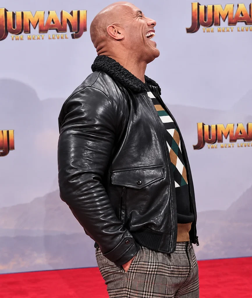Dwayne Johnson Jumanji The Next Level Black Leather Jacket
