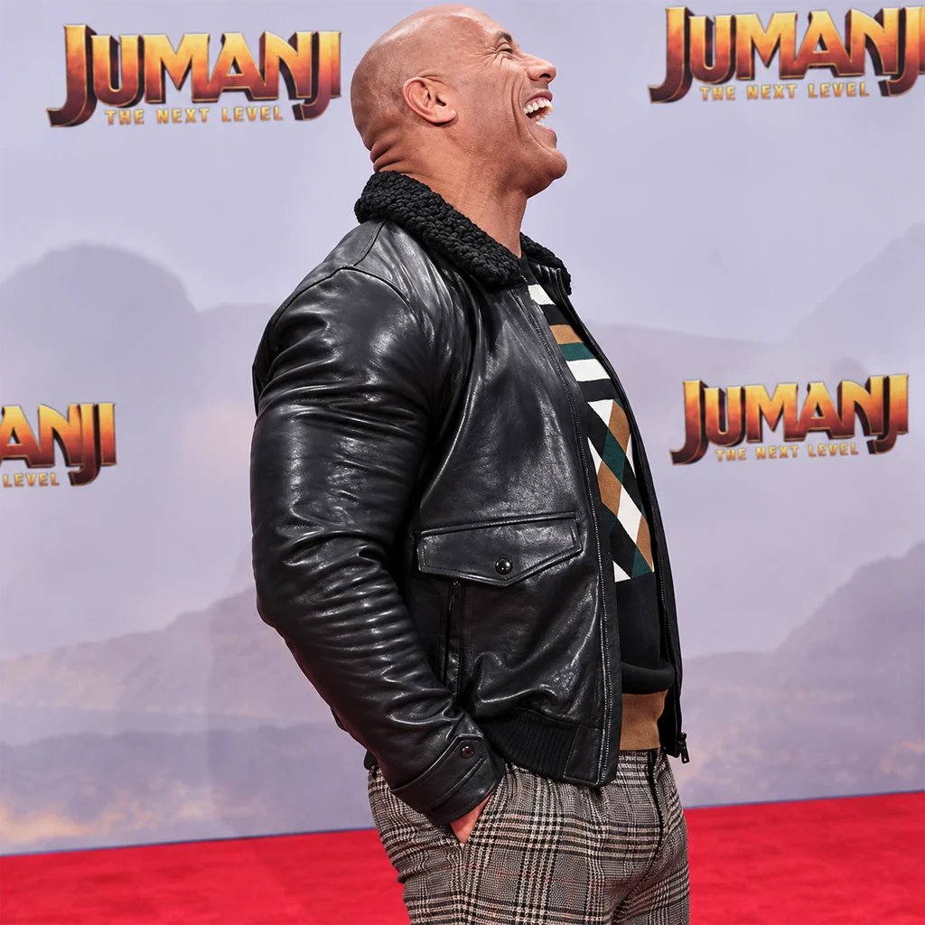 Dwayne Johnson Jumanji The Next Level Black Leather Jacket