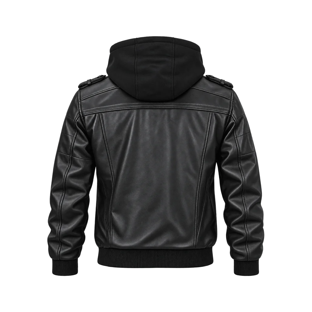 Edinburgh Men’s Leather Bomber Jacket with Removable Hood