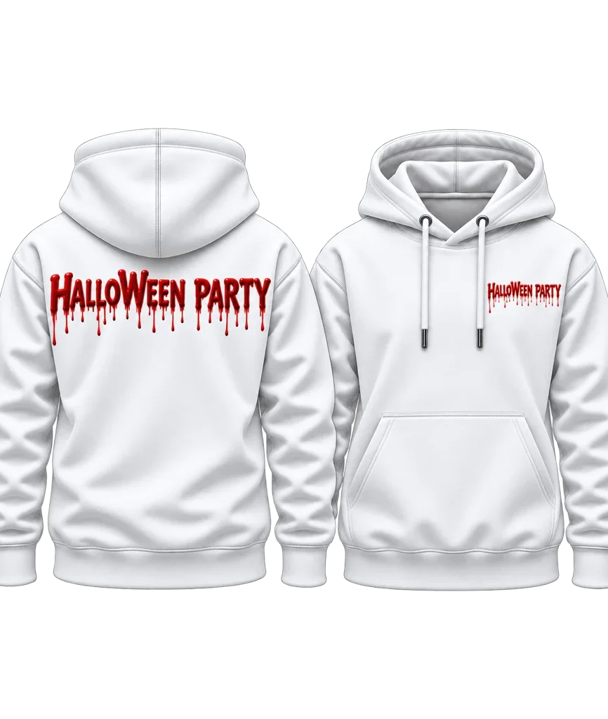 Friday the 13th Halloween Party Drip Dual-Print White Hoodie