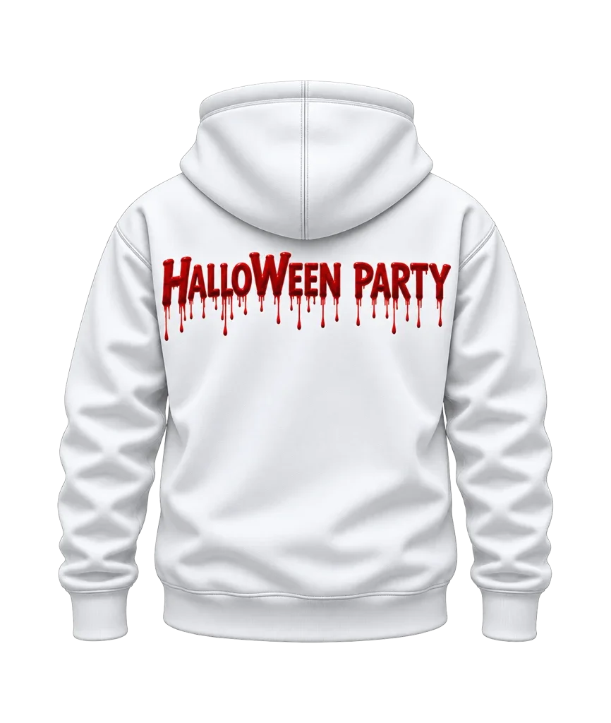 Friday the 13th Halloween Party Drip Dual-Print White Hoodie