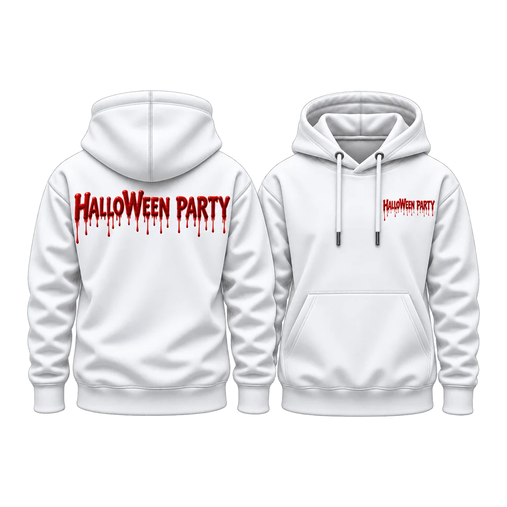 Friday the 13th Halloween Party Drip Dual-Print White Hoodie