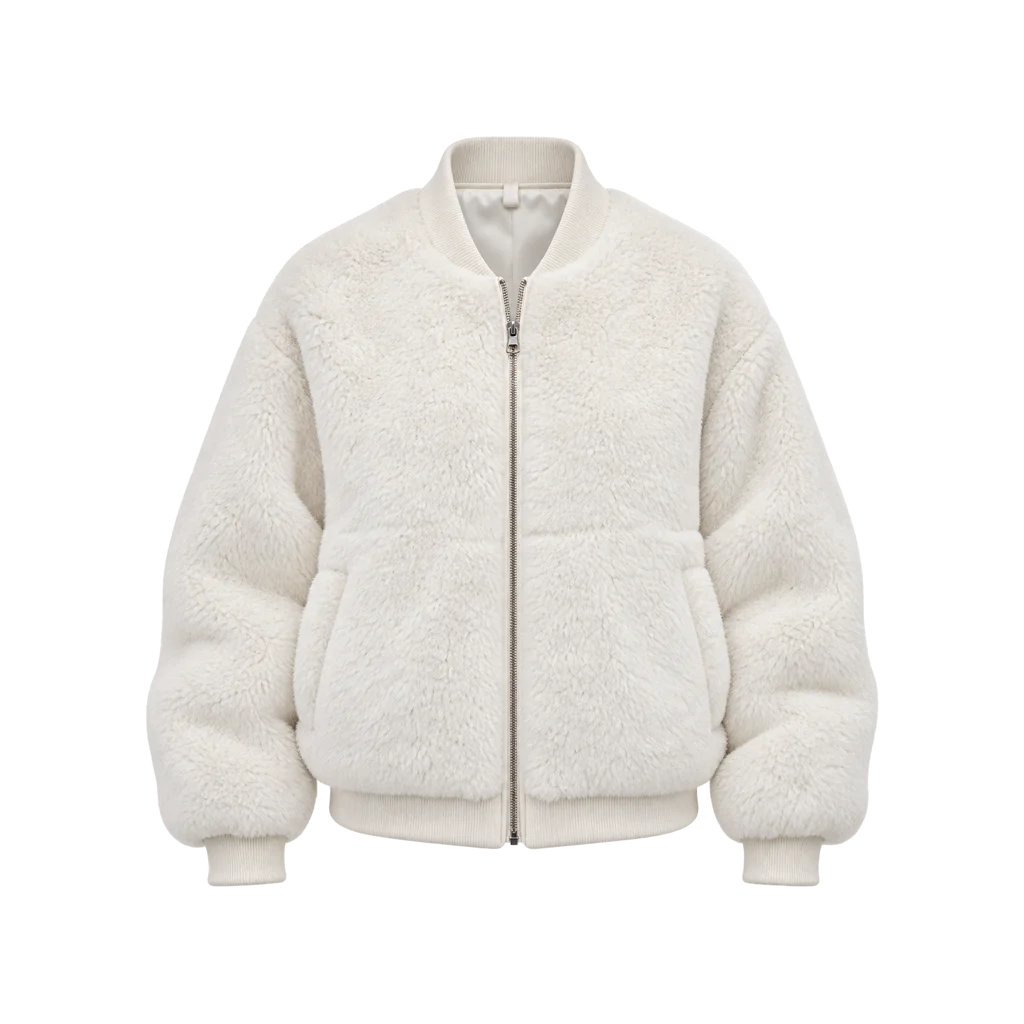 Women’s White Fur Bomber Jacket