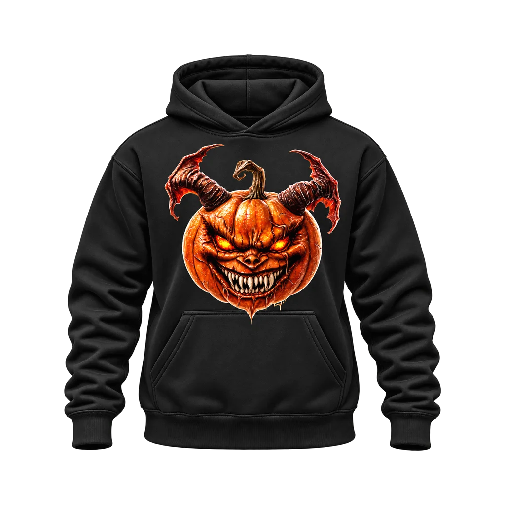Ghost Rider Demonic Pumpkin Black Hoodie