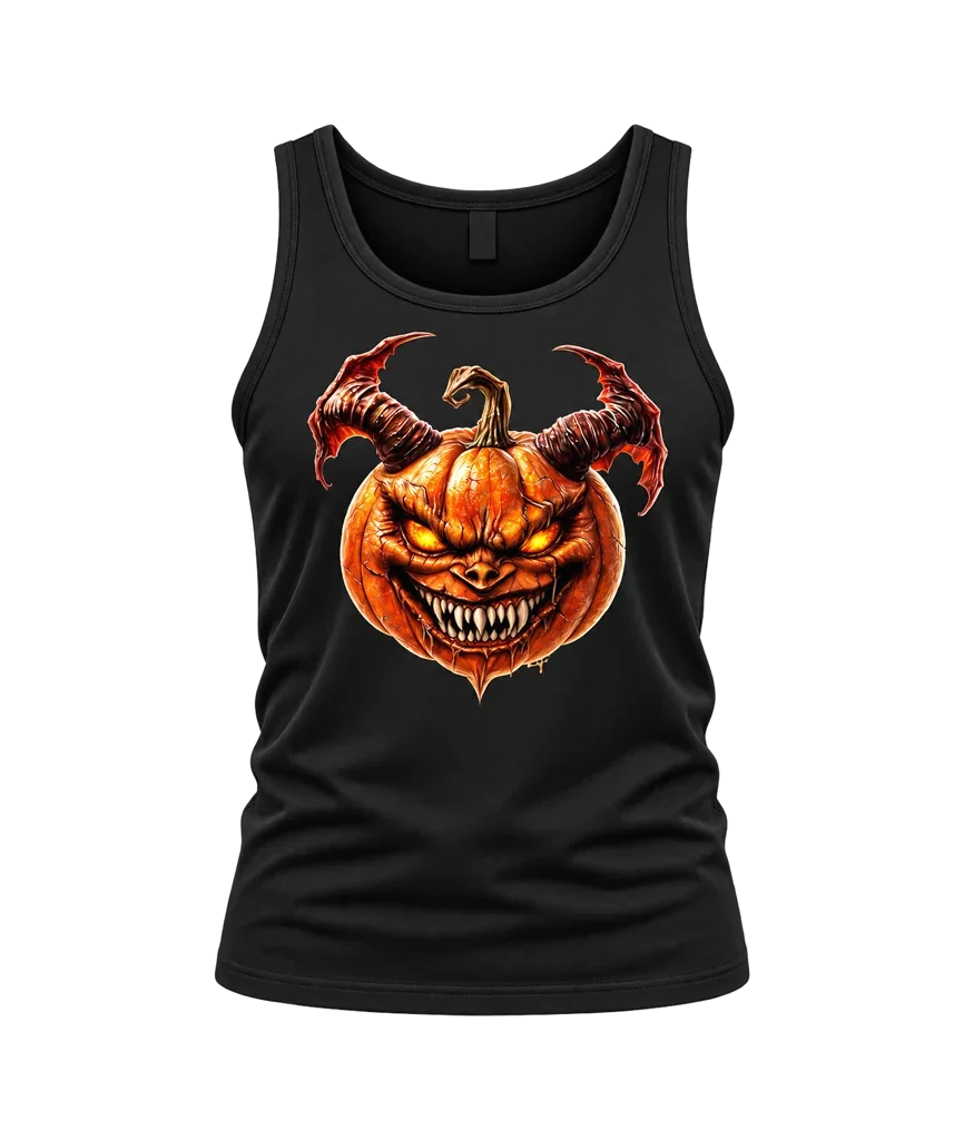 Ghost Rider Demonic Pumpkin Black Tank Top