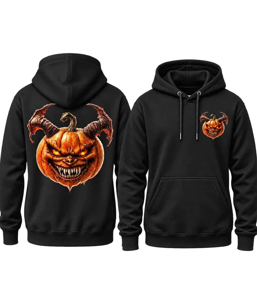 Ghost Rider Demonic Pumpkin Dual-Print Black Hoodie