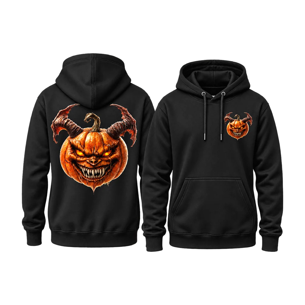Ghost Rider Demonic Pumpkin Dual-Print Black Hoodie