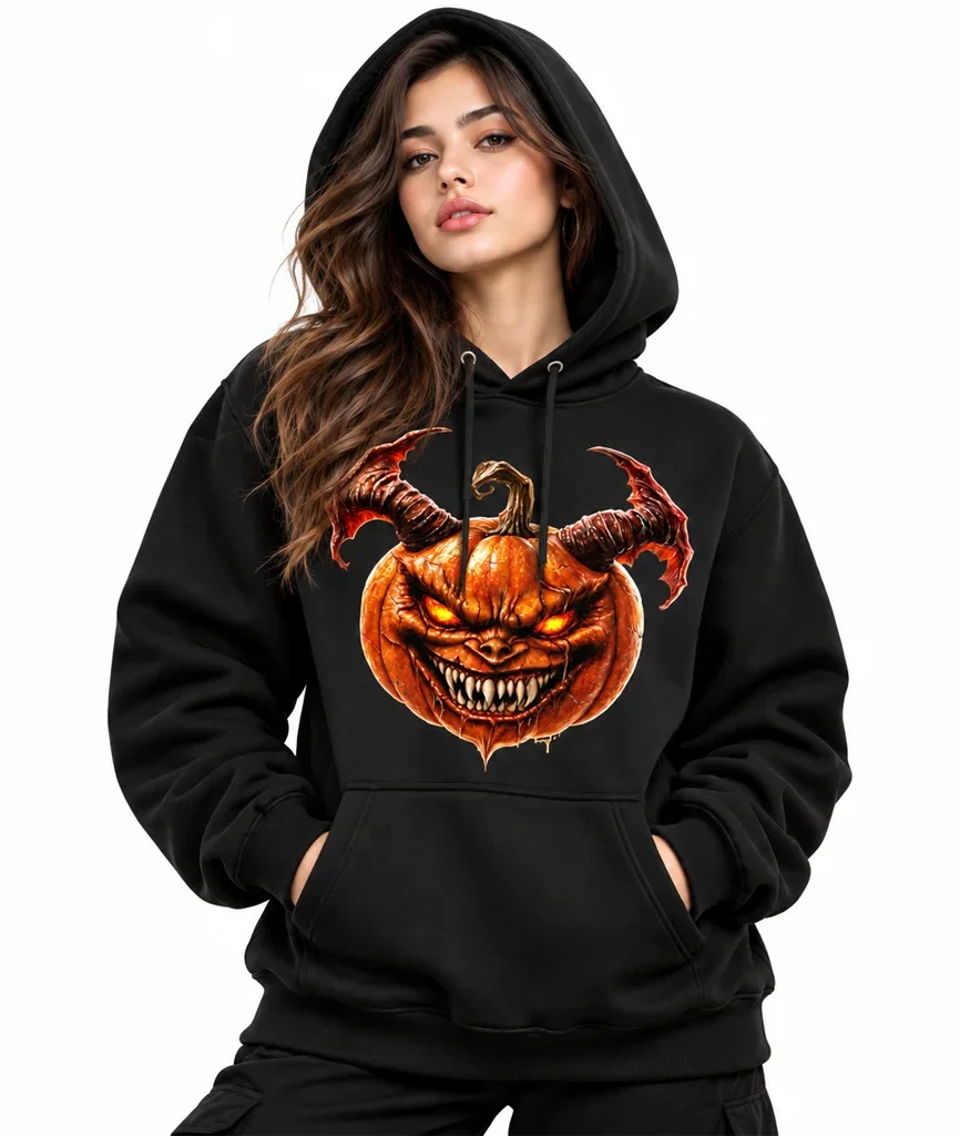 Ghost Rider Demonic Pumpkin Black Hoodie