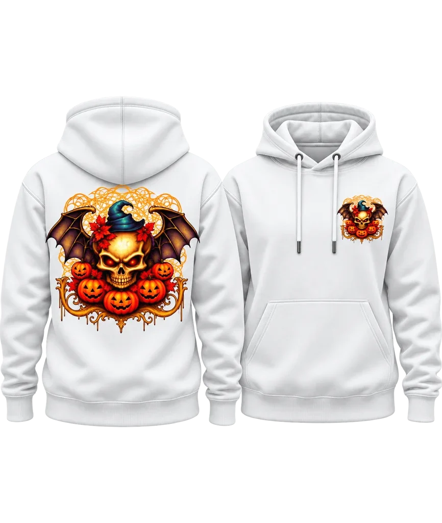 Ghost Rider Halloween Wings Skull Dual-Print Hoodie