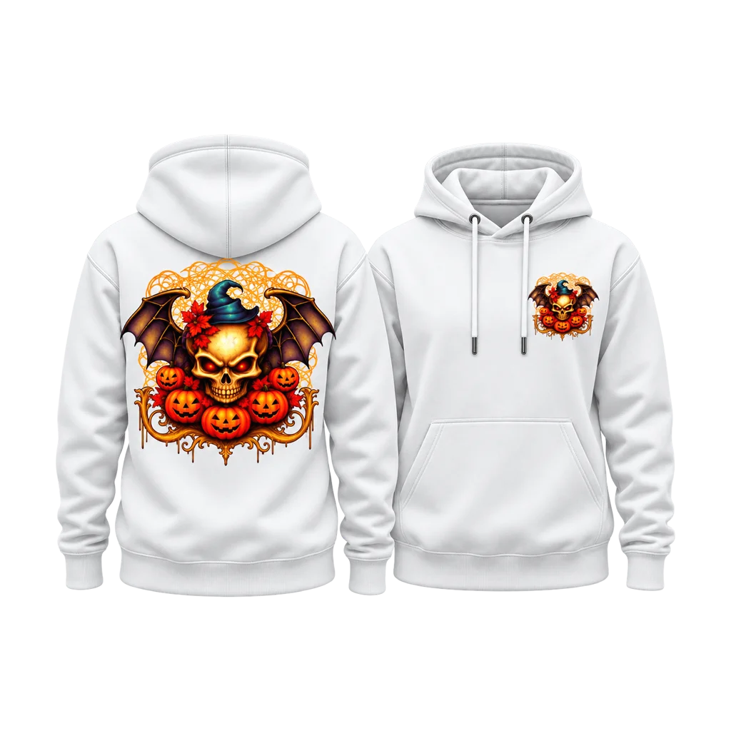 Ghost Rider Halloween Wings Skull Dual-Print Hoodie