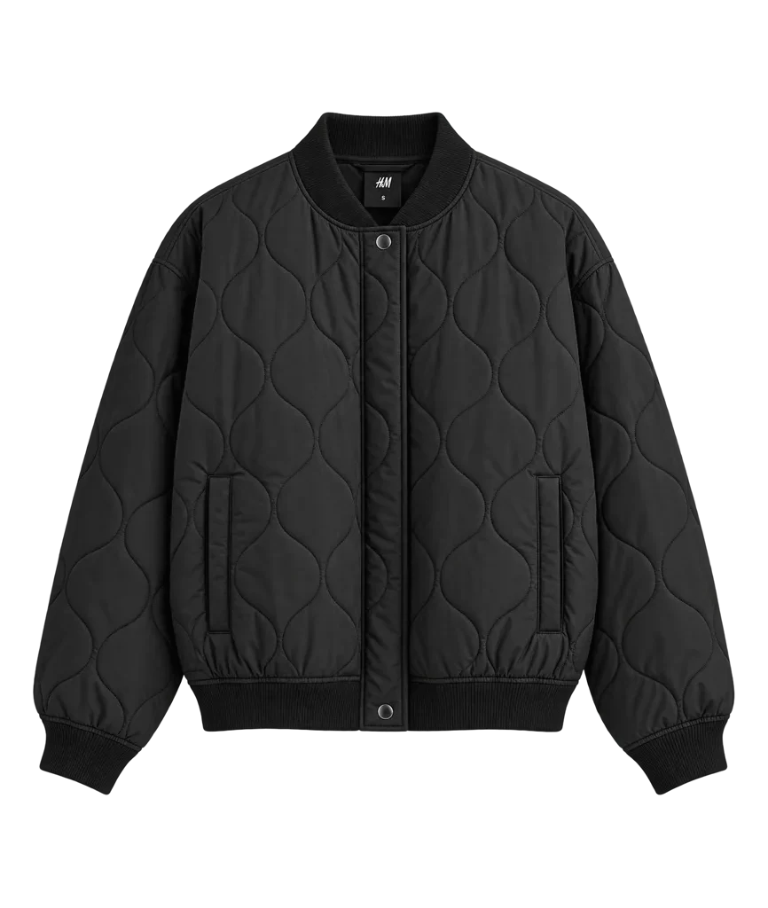 H&M Women’s Black Quilted Bomber Jacket