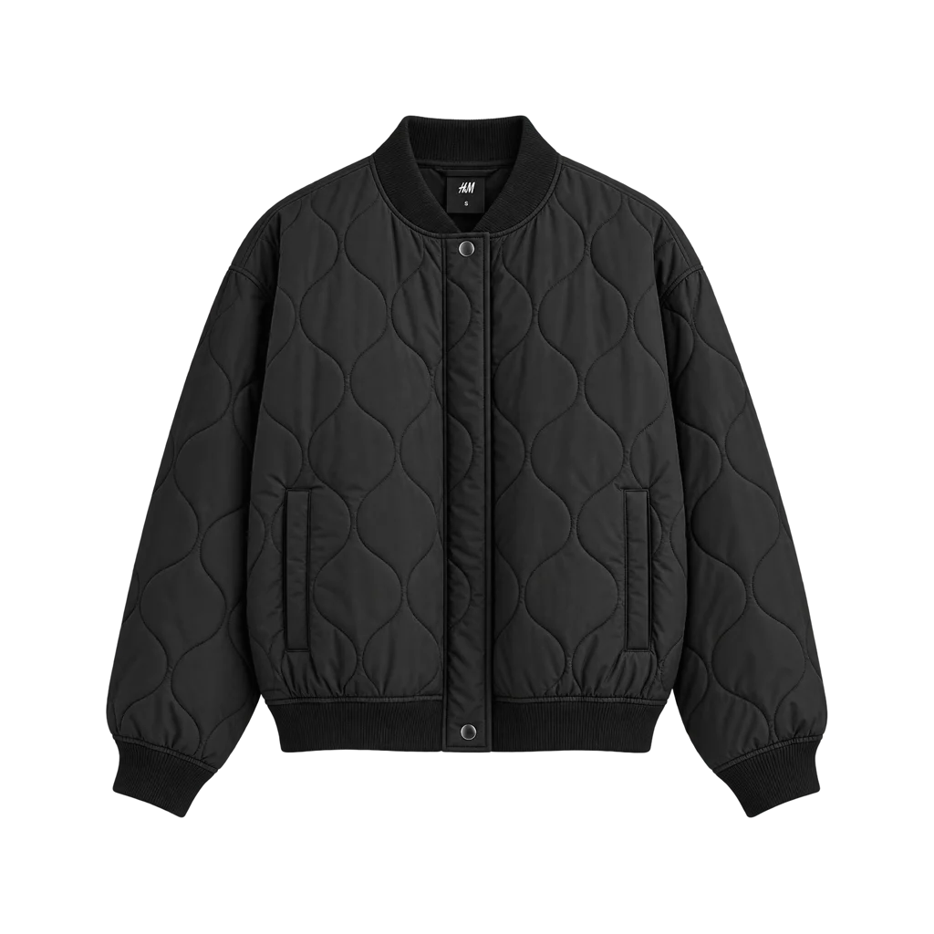 H&M Women’s Black Quilted Bomber Jacket