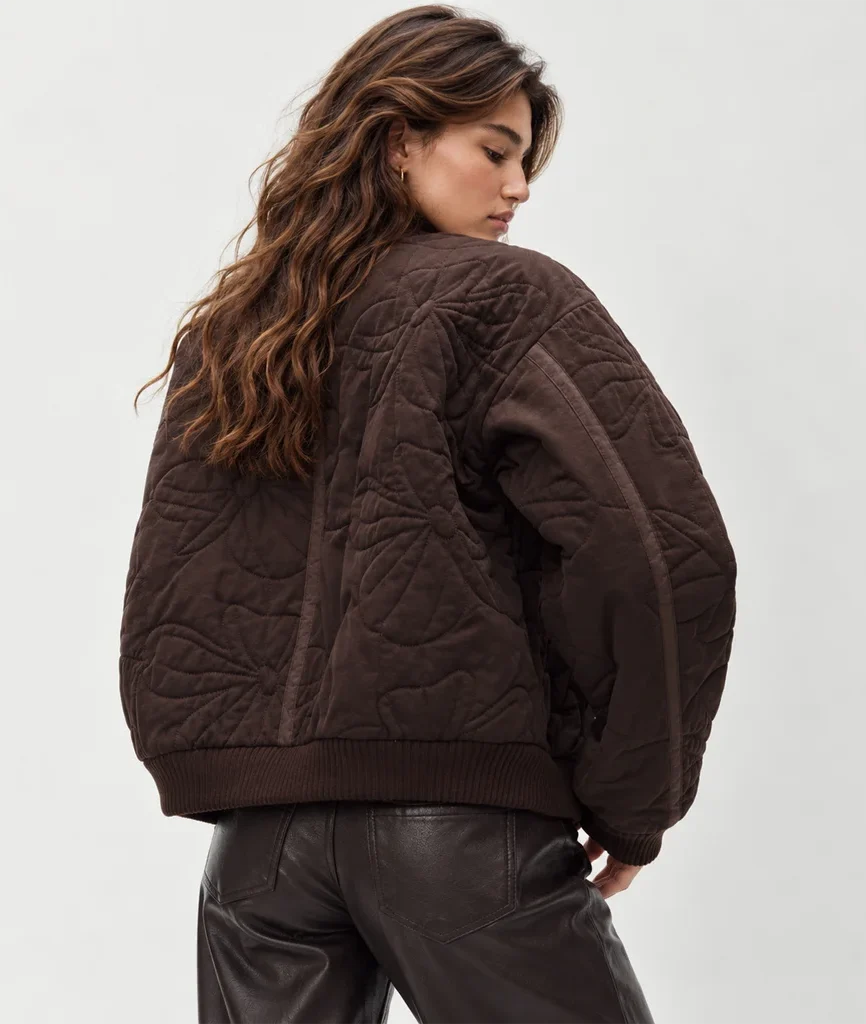 H&M Women’s Floral-Quilted Bomber Jacket