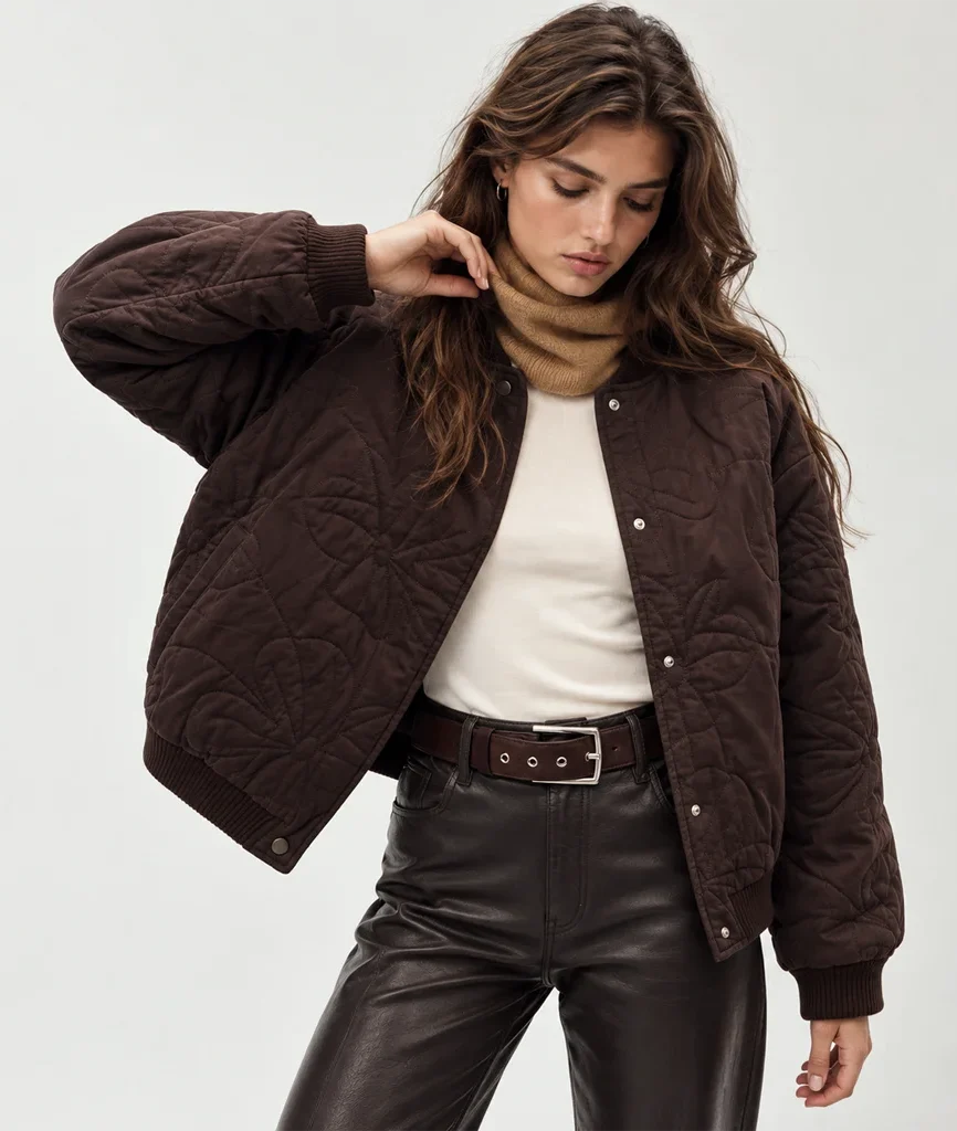 H&M Women’s Floral-Quilted Bomber Jacket
