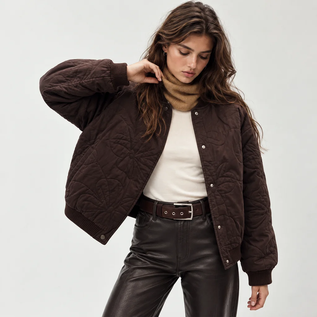 H&M Women’s Floral-Quilted Bomber Jacket