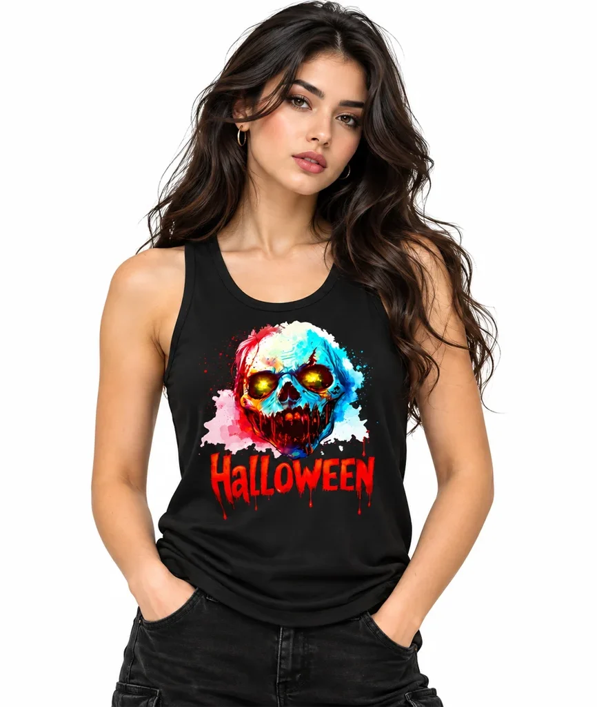 Halloween Graphic Black Tank Top