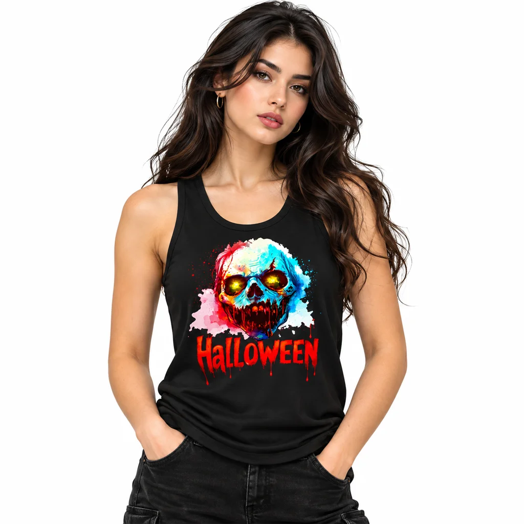 Halloween Graphic Black Tank Top