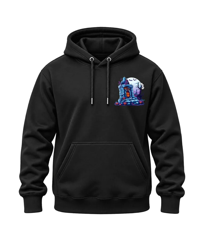Halloween Graveyard Pumpkin Dual-Print Black Hoodie