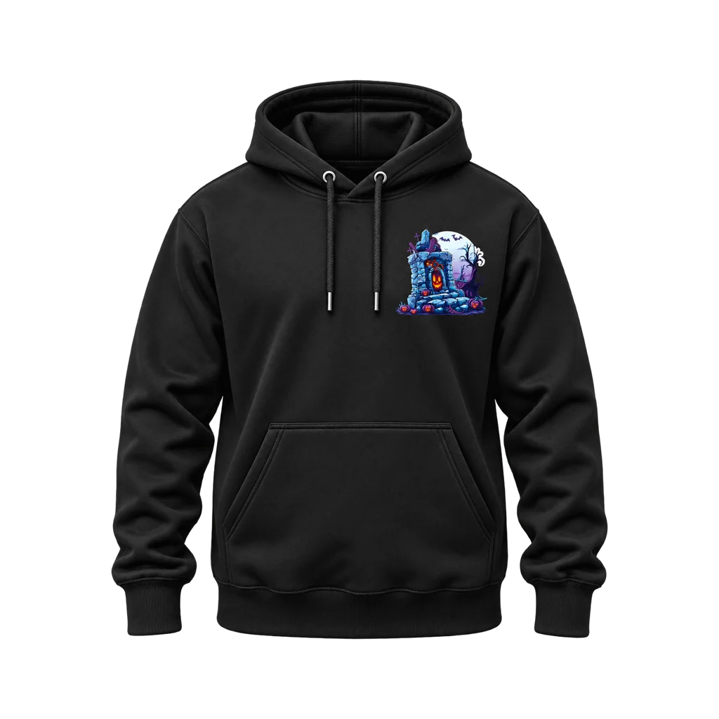 Halloween Graveyard Pumpkin Dual-Print Black Hoodie