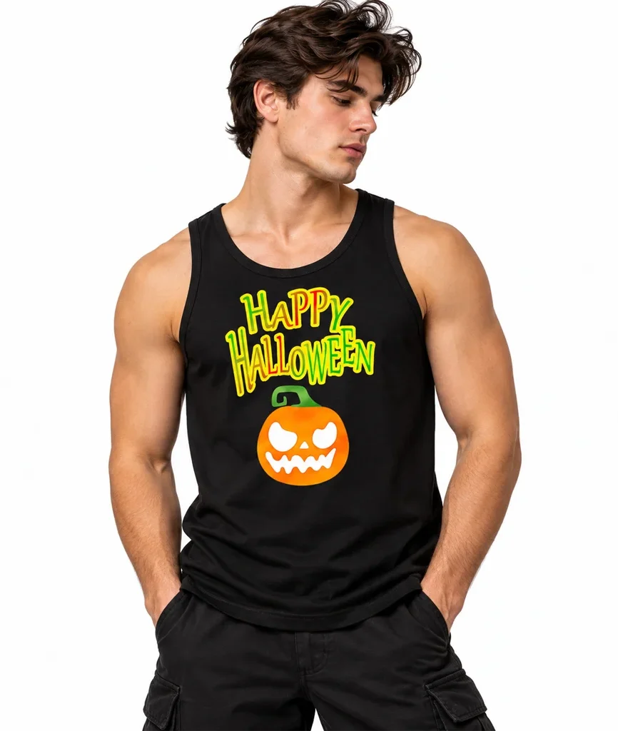 Happy Halloween Graphic Black Tanktop
