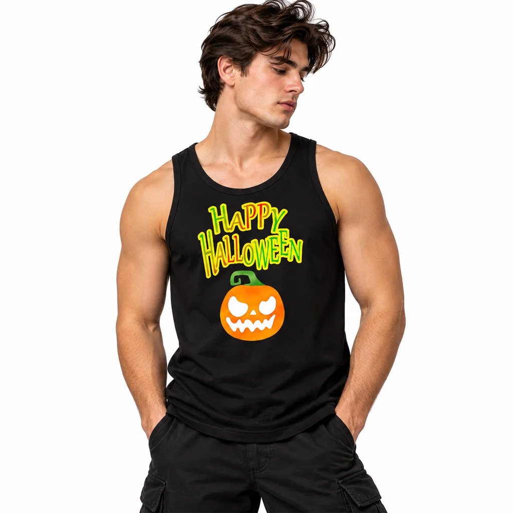 Happy Halloween Graphic Black Tanktop