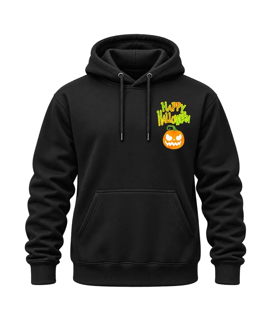 Happy Halloween Graphic Dual-Print Black Hoodie