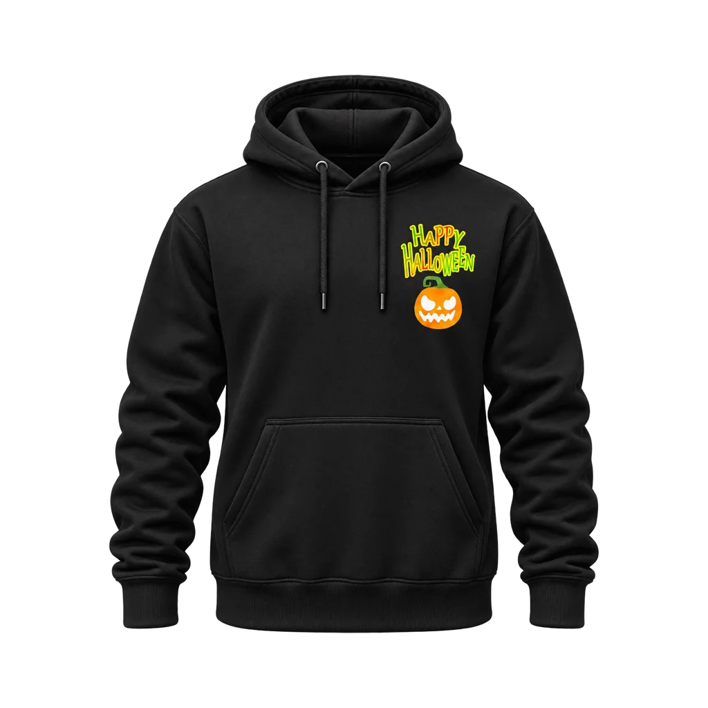 Happy Halloween Graphic Dual-Print Black Hoodie