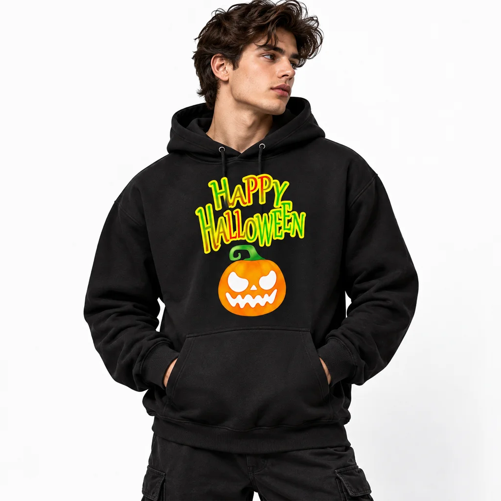 Happy Halloween Graphic Black Hoodie