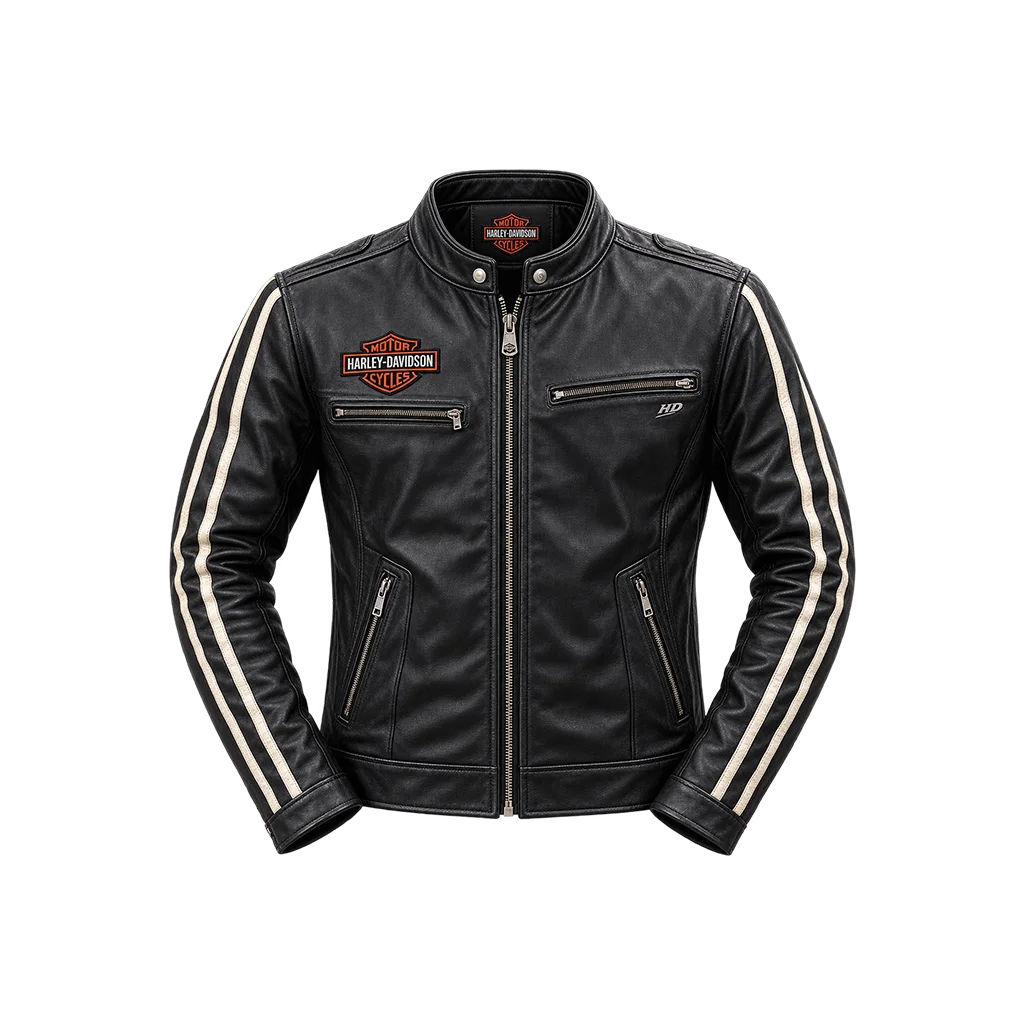 Harley-Davidson Black Leather Biker Jacket For Motorbikes