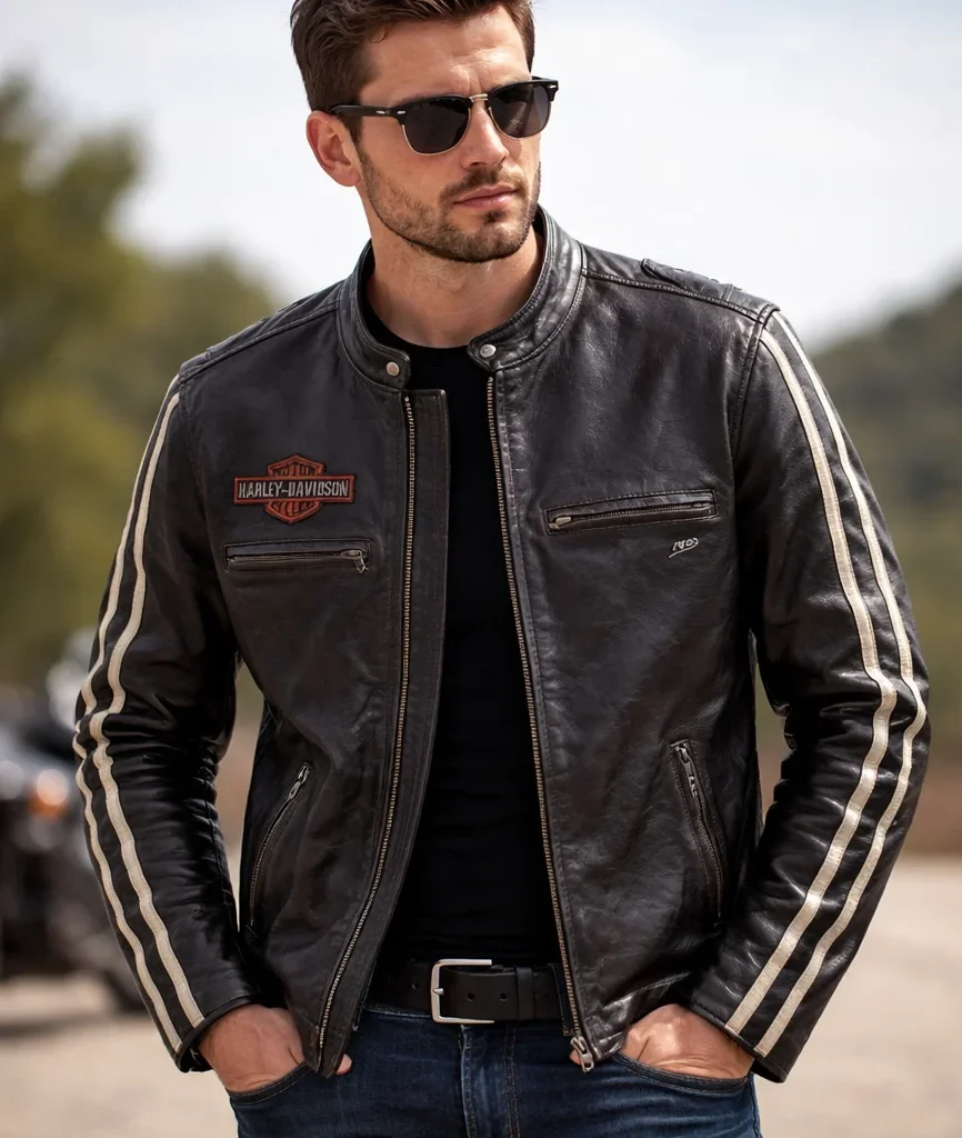 Harley-Davidson Black Leather Biker Jacket For Motorbikes