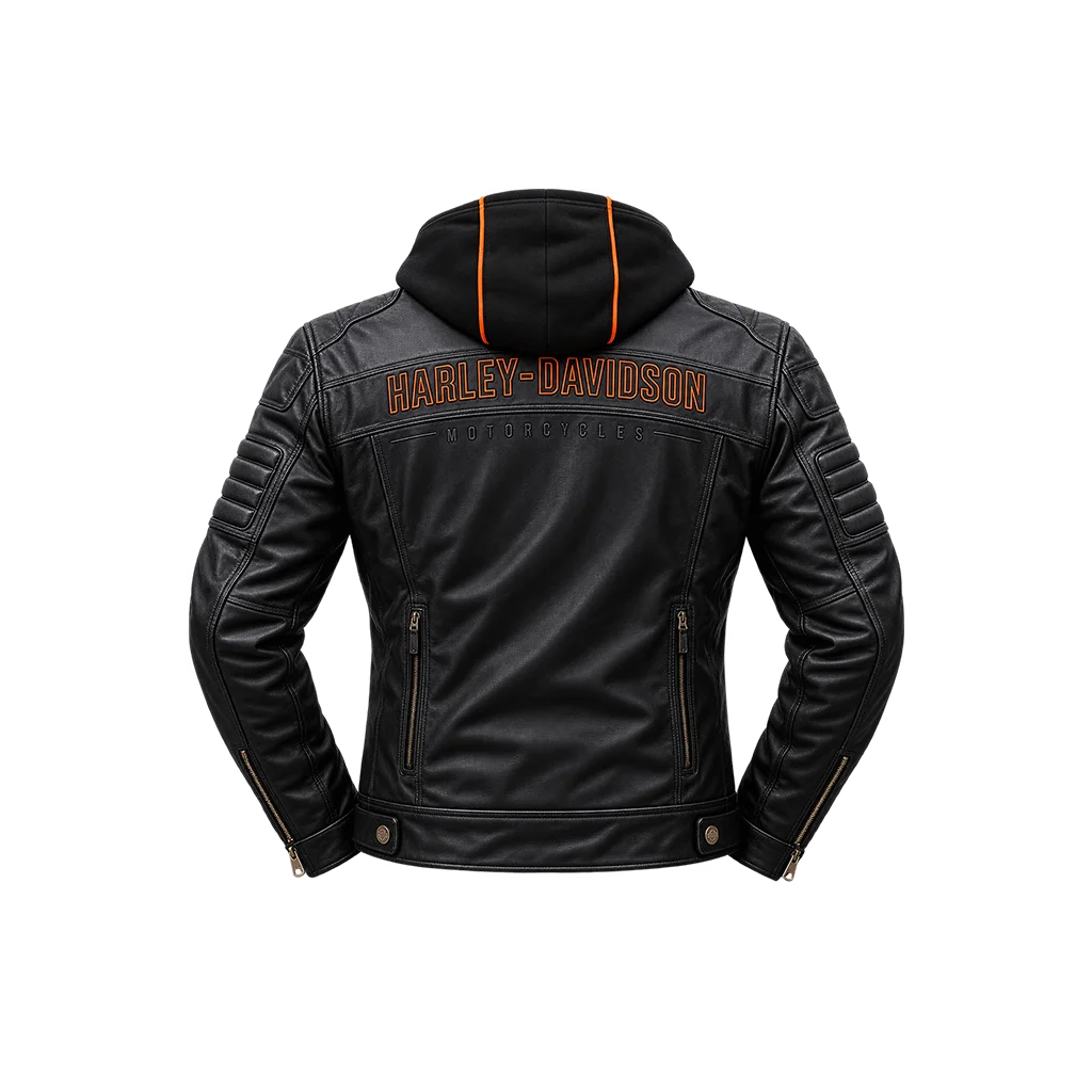 Harley-Davidson Bridgeport Black Leather Jacket Hoodie 3 in 1