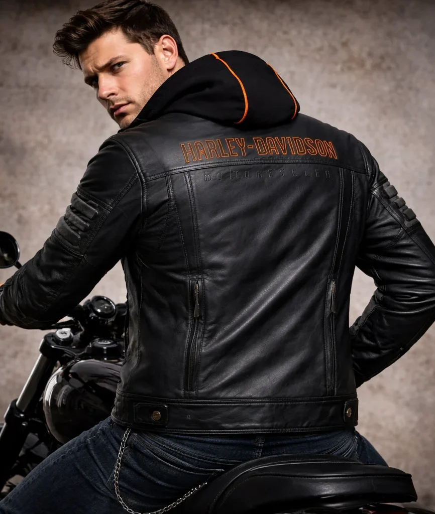 Harley-Davidson Bridgeport Black Leather Jacket Hoodie 3 in 1