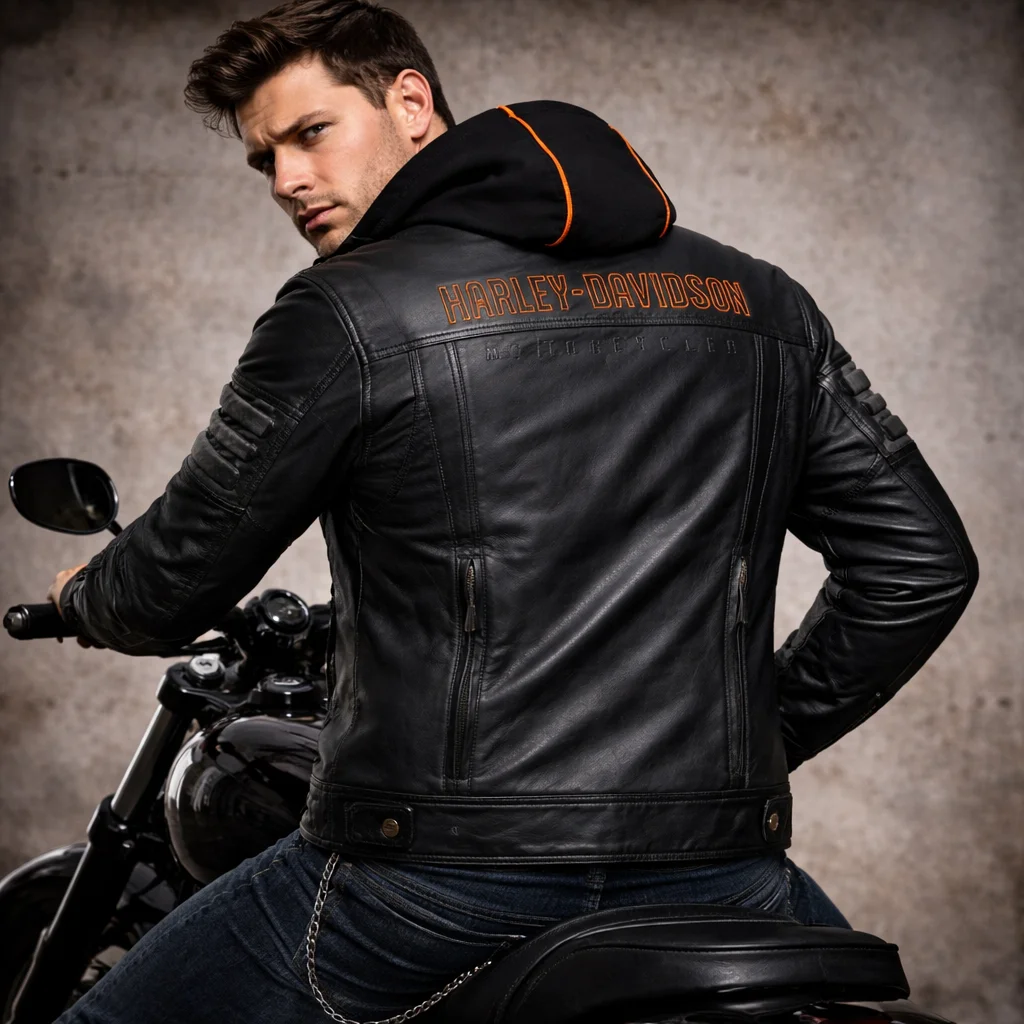 Harley-Davidson Bridgeport Black Leather Jacket Hoodie 3 in 1