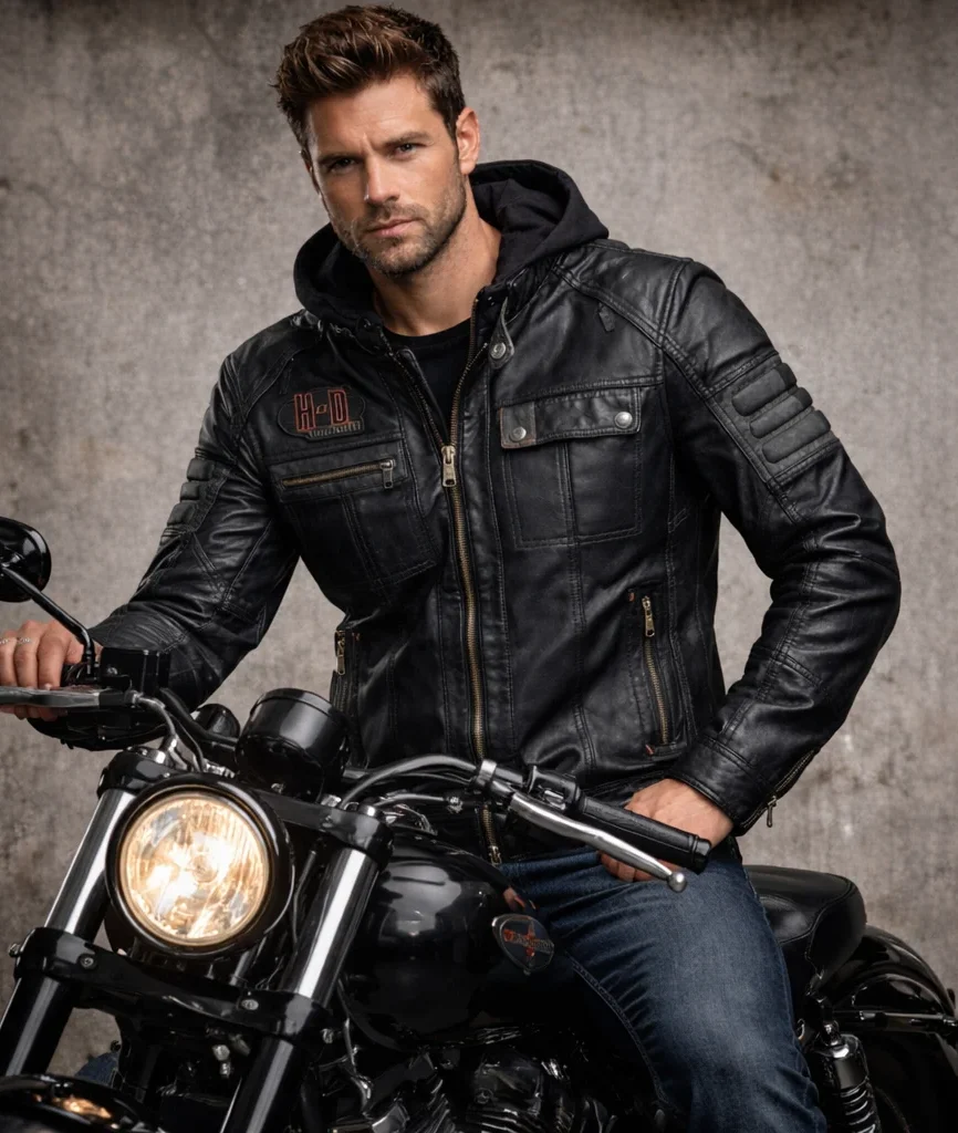 Harley-Davidson Bridgeport Black Leather Jacket Hoodie 3 in 1