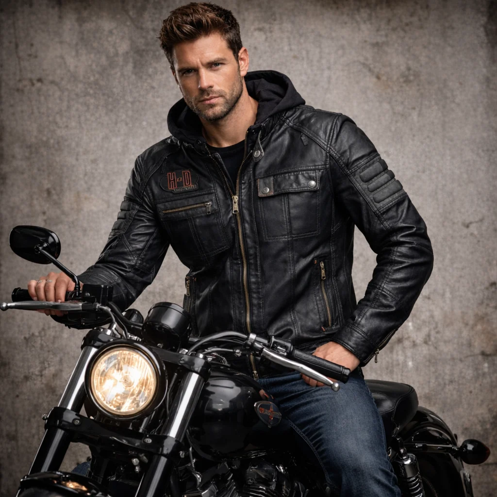 Harley-Davidson Bridgeport Black Leather Jacket Hoodie 3 in 1
