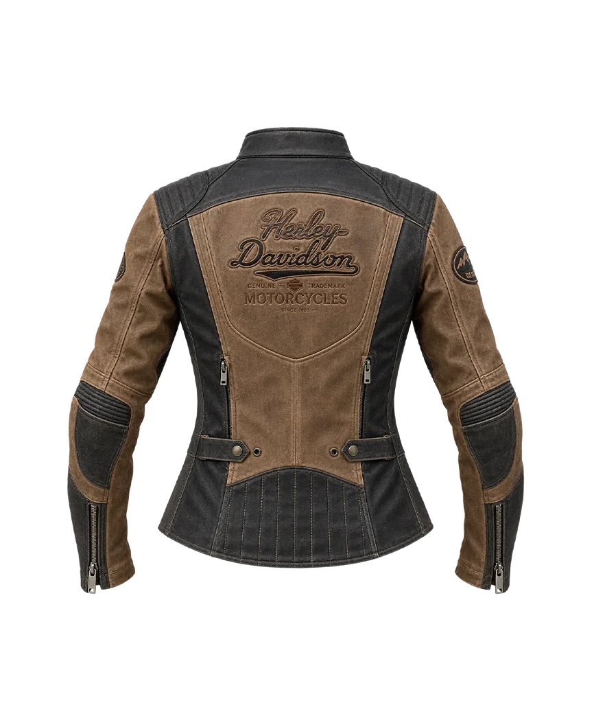 Harley-Davidson Women’s Gallun Triple Vent Brown Motorcycle Leather Jacket